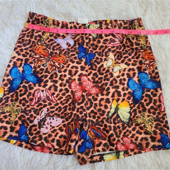 Shein Animal Print Butterfly High Waisted Elastic Stretchy Shorts SZ M - Picture 3 of 8